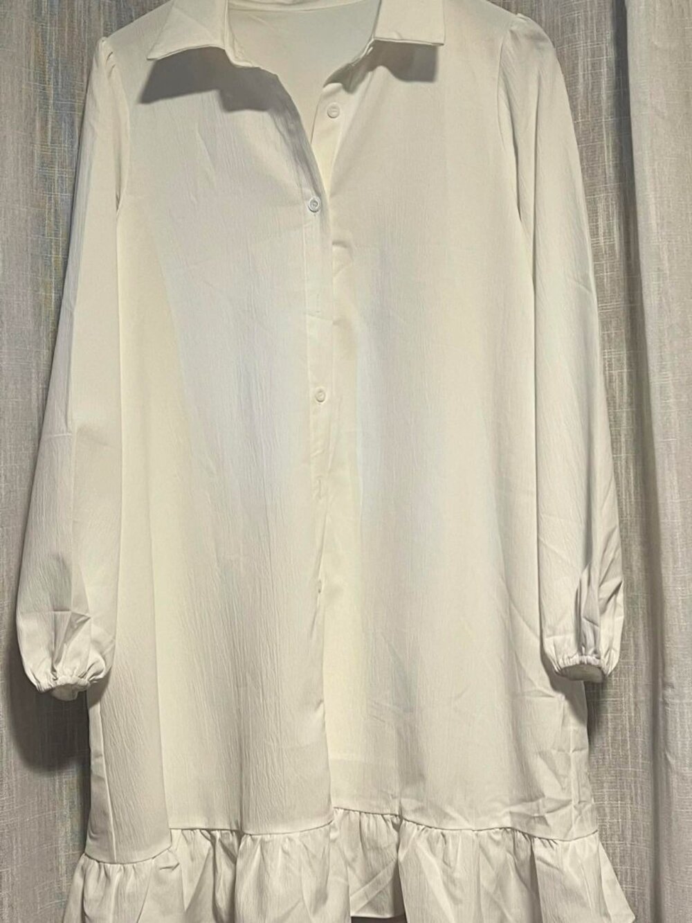 New Cupshe White Puff Sleeve Mini Shirt Dress Size L
